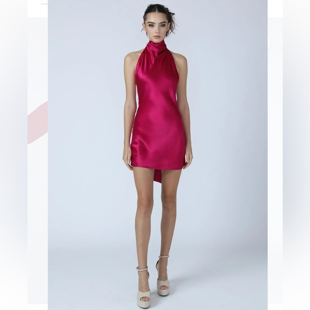 Sau Lee Penny backless satin mini dress